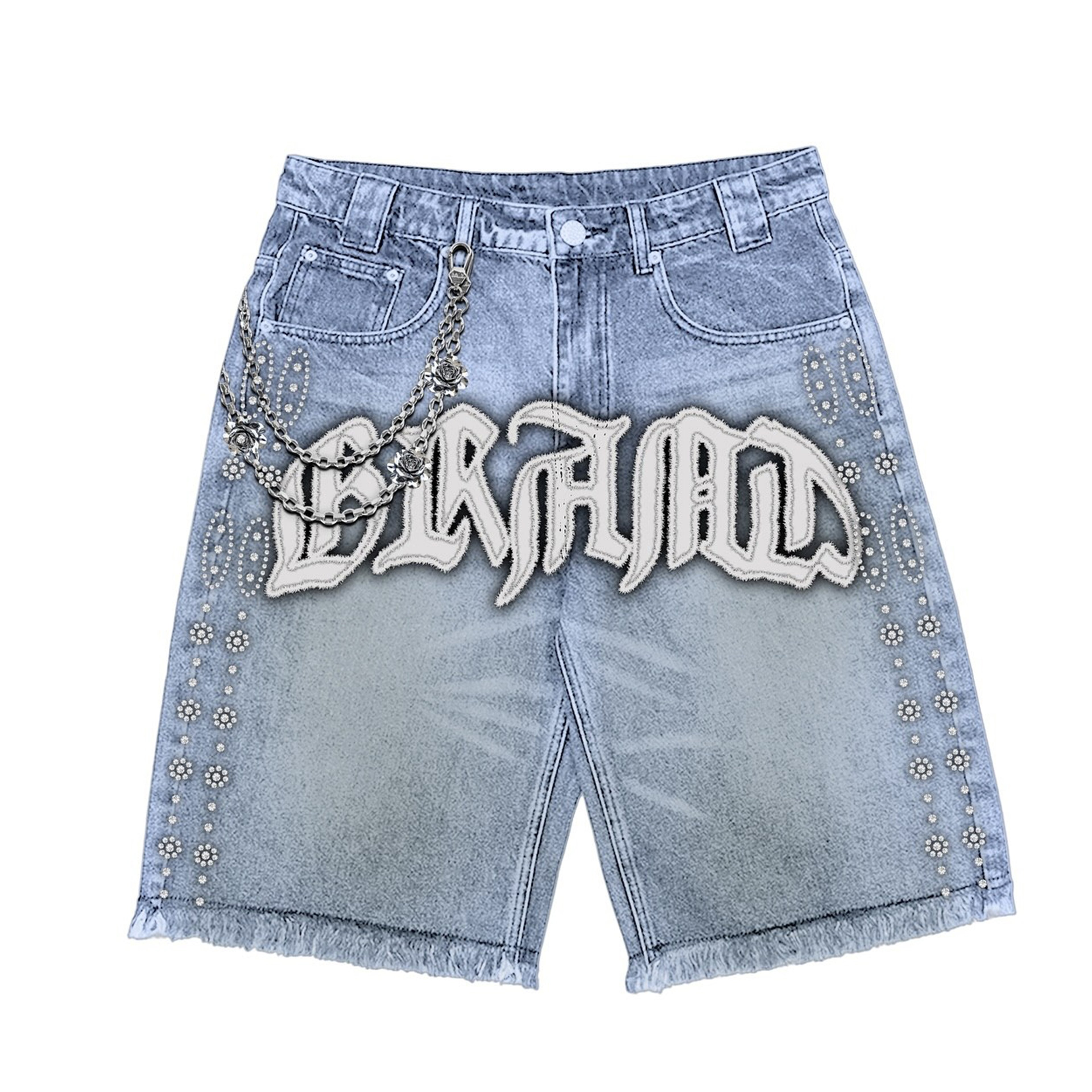 Gothic Crystal Denim Shorts