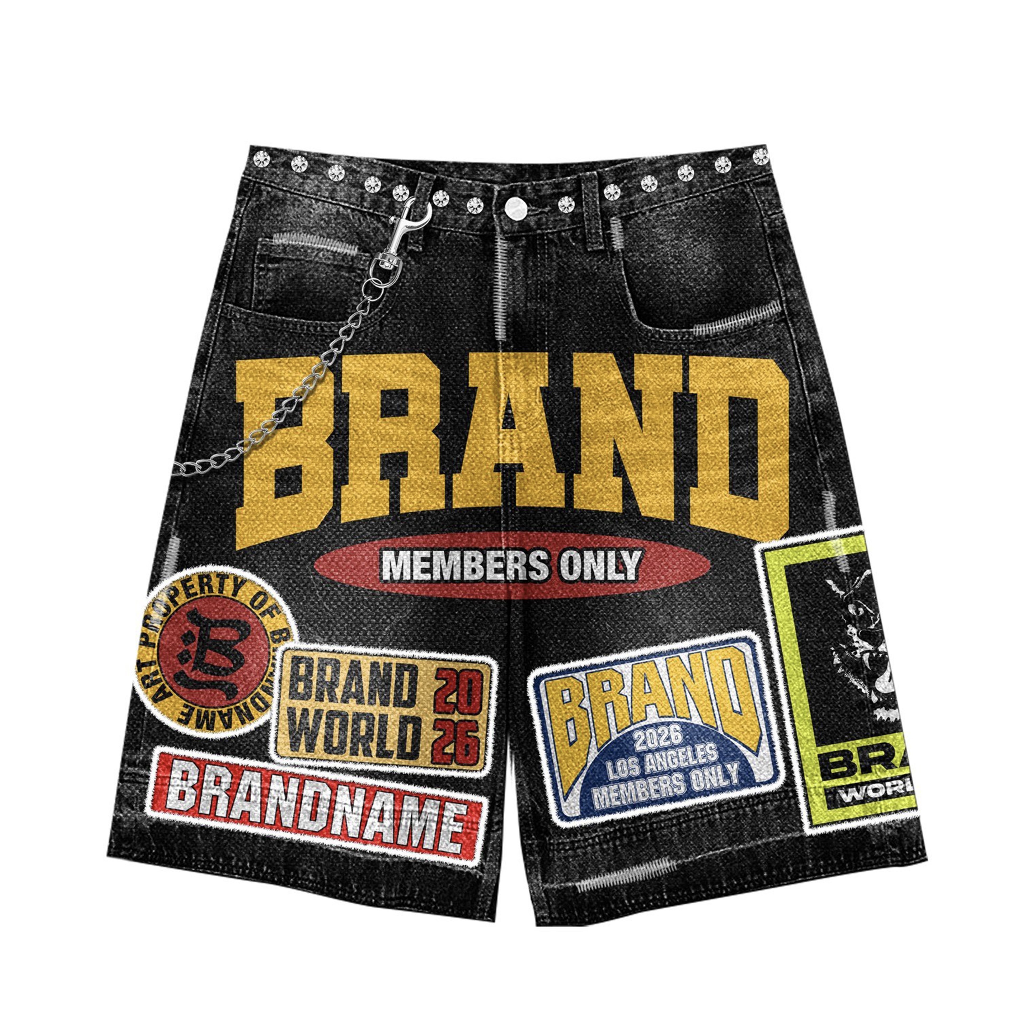 Members Only Varsity Denim Shorts