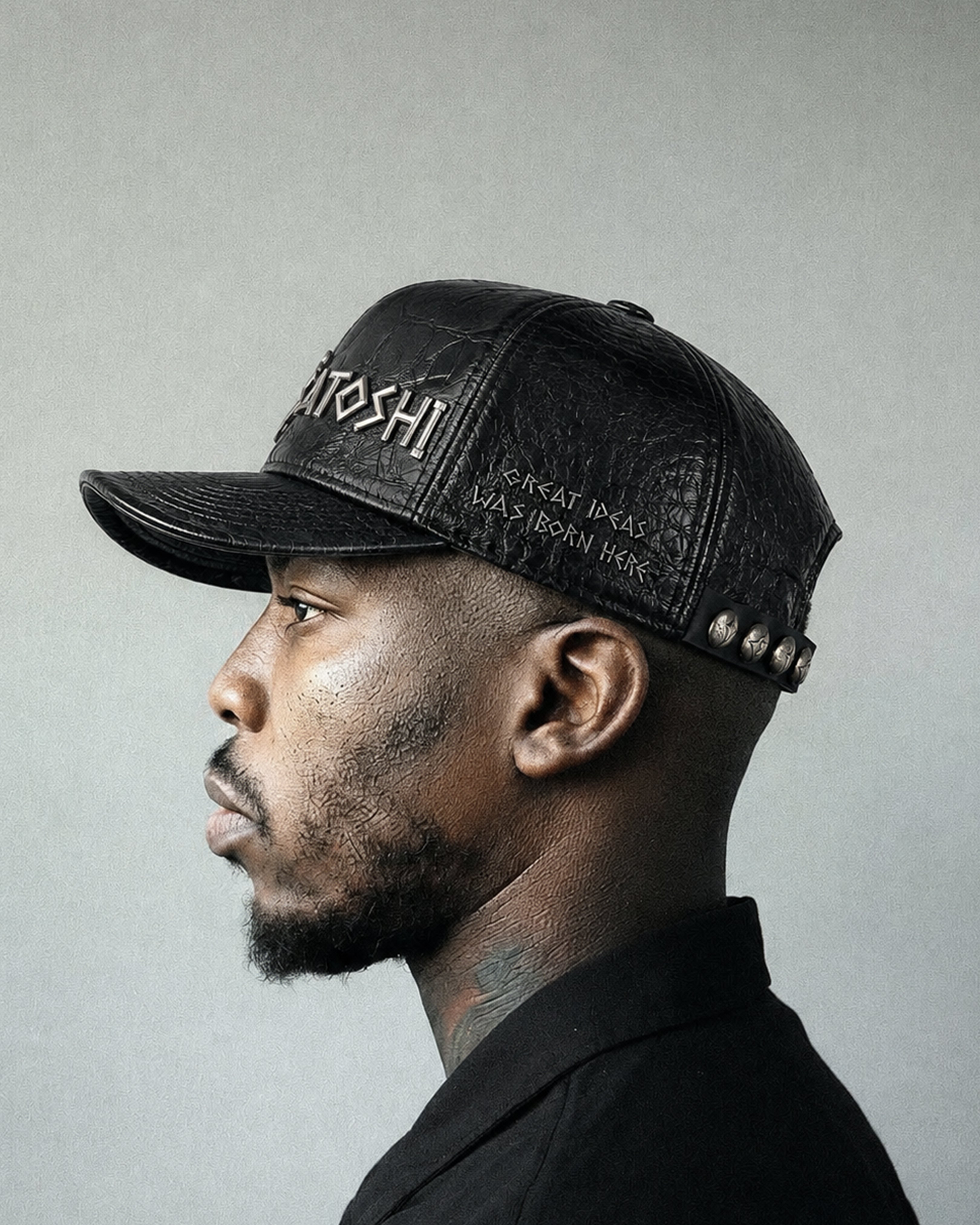 Leather Hat with Silver Details